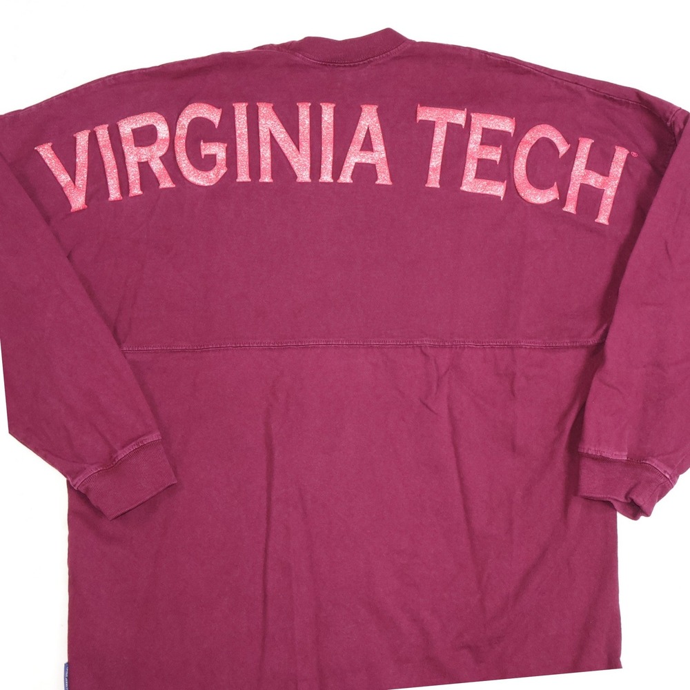 Spirit Jersey Virginia Tech VT Maroon Glitter Long Sleeve Shirt Small